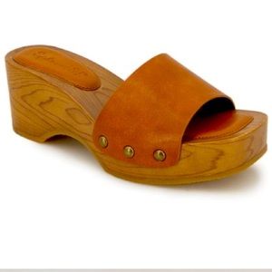 Splendid Toffee Brown Brexlee Wood-like Platform Boho 70s Clog Sandal